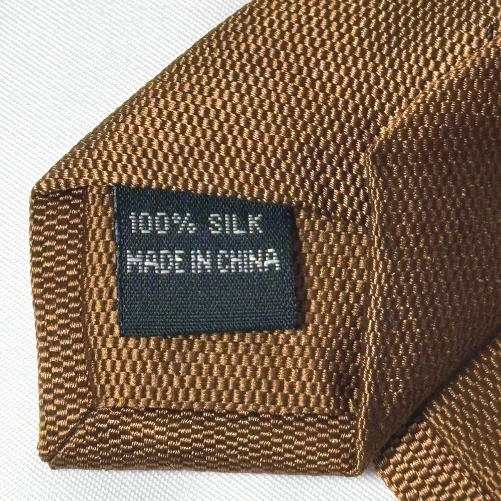 Egara Necktie Mens Bronze Silk Textured Micro-Basketweave Formal Accessory